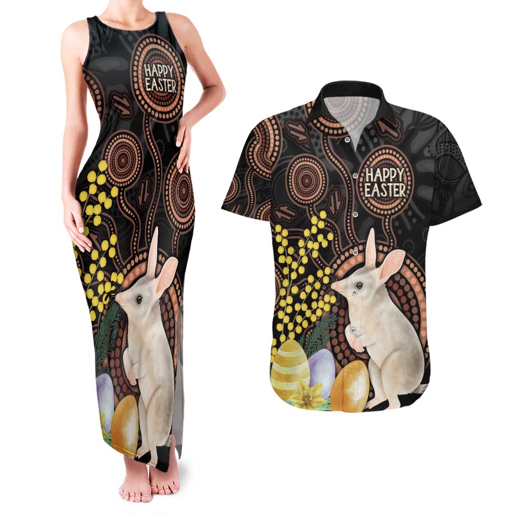Australia Easter Indigenous Personalized Couples Matching Tank Maxi Dress and Hawaiian Shirt Cute Easter Bilby