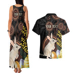 Australia Easter Indigenous Personalized Couples Matching Tank Maxi Dress and Hawaiian Shirt Cute Easter Bilby