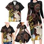 Australia Easter Indigenous Personalized Family Matching Long Sleeve Bodycon Dress and Hawaiian Shirt Cute Easter Bilby