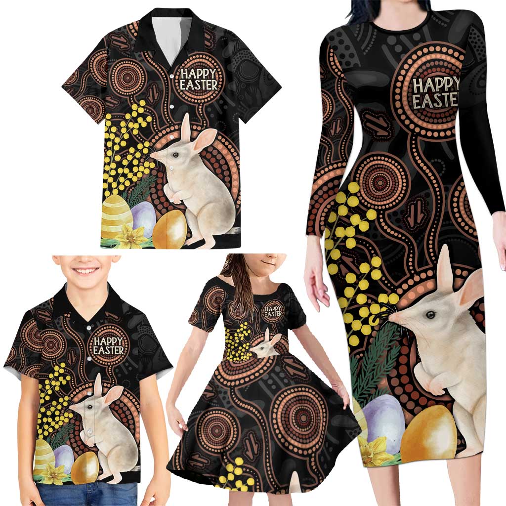 Australia Easter Indigenous Personalized Family Matching Long Sleeve Bodycon Dress and Hawaiian Shirt Cute Easter Bilby