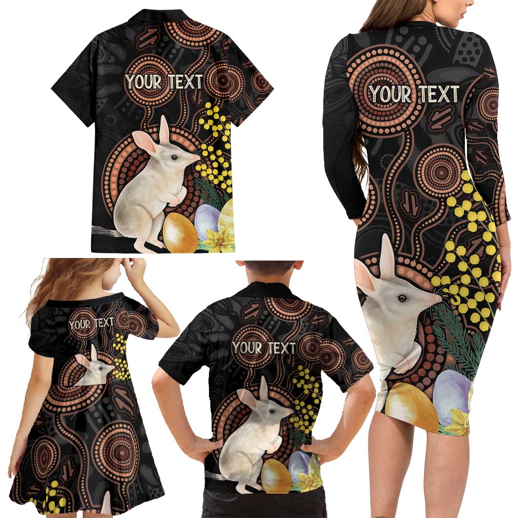 Australia Easter Indigenous Personalized Family Matching Long Sleeve Bodycon Dress and Hawaiian Shirt Cute Easter Bilby