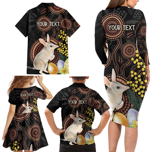 Australia Easter Indigenous Personalized Family Matching Long Sleeve Bodycon Dress and Hawaiian Shirt Cute Easter Bilby