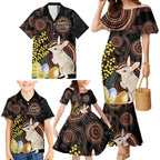Australia Easter Indigenous Personalized Family Matching Mermaid Dress and Hawaiian Shirt Cute Easter Bilby