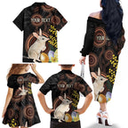 Australia Easter Indigenous Personalized Family Matching Off The Shoulder Long Sleeve Dress and Hawaiian Shirt Cute Easter Bilby