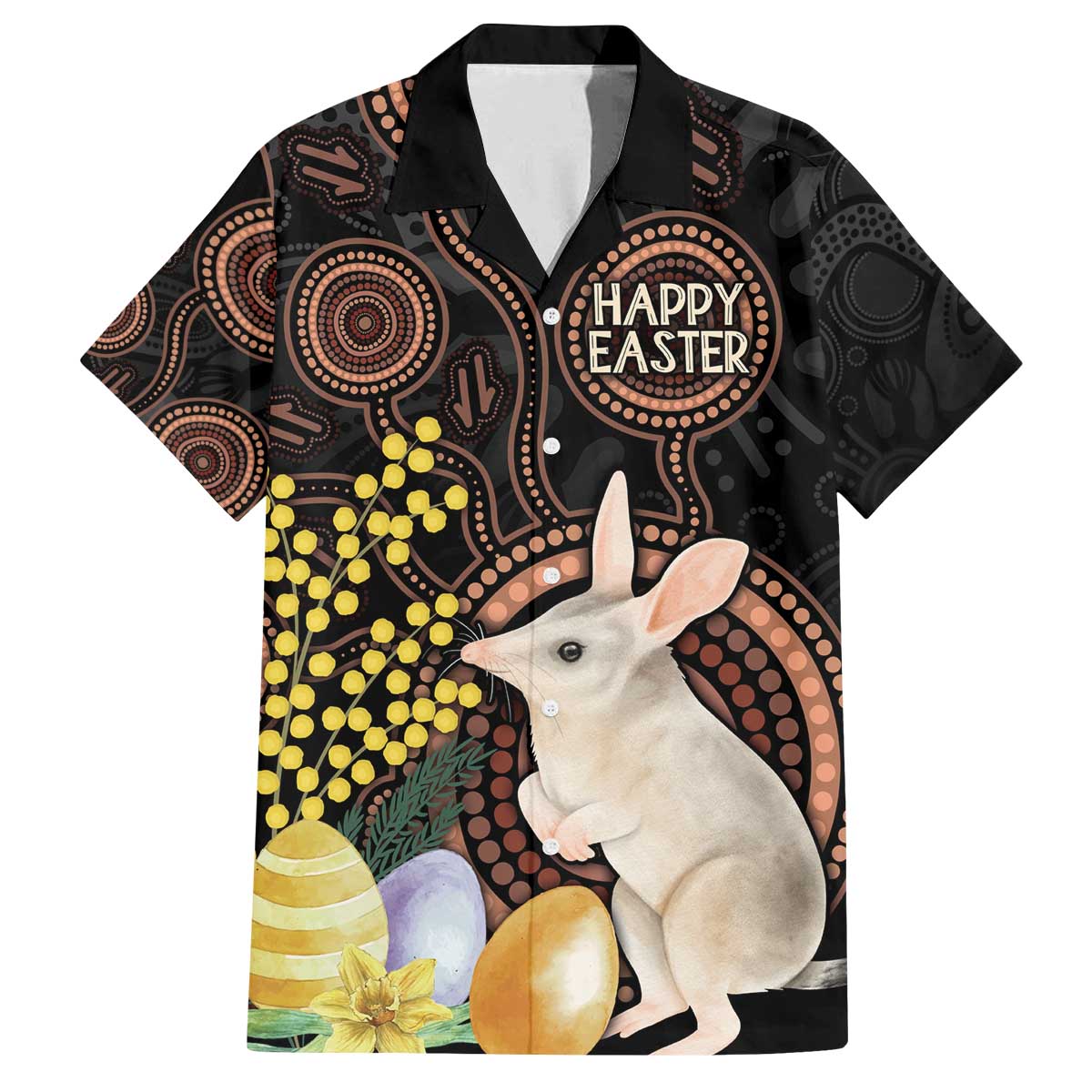 Australia Easter Indigenous Personalized Family Matching Off The Shoulder Long Sleeve Dress and Hawaiian Shirt Cute Easter Bilby