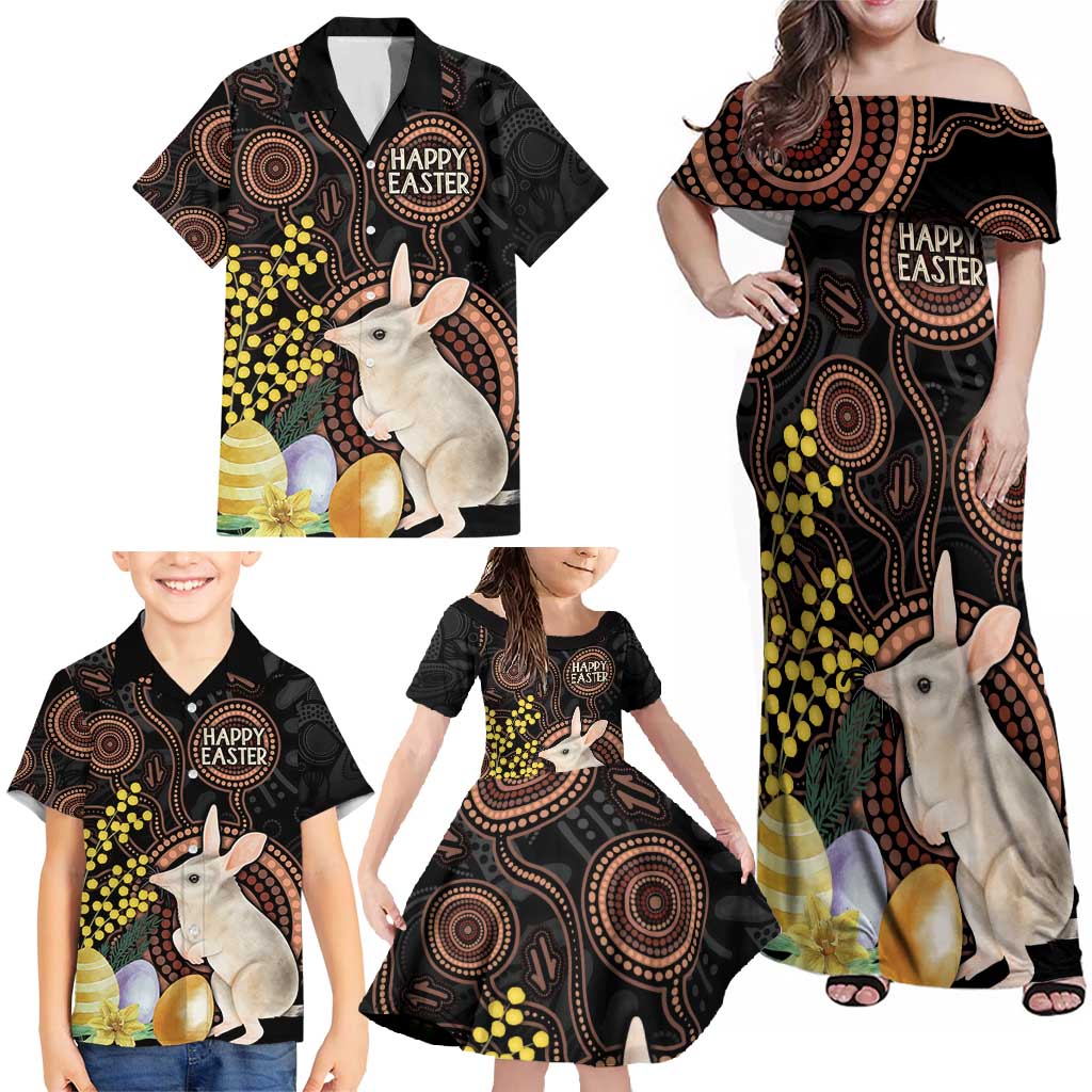 Australia Easter Indigenous Personalized Family Matching Off Shoulder Maxi Dress and Hawaiian Shirt Cute Easter Bilby