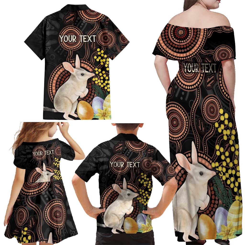 Australia Easter Indigenous Personalized Family Matching Off Shoulder Maxi Dress and Hawaiian Shirt Cute Easter Bilby