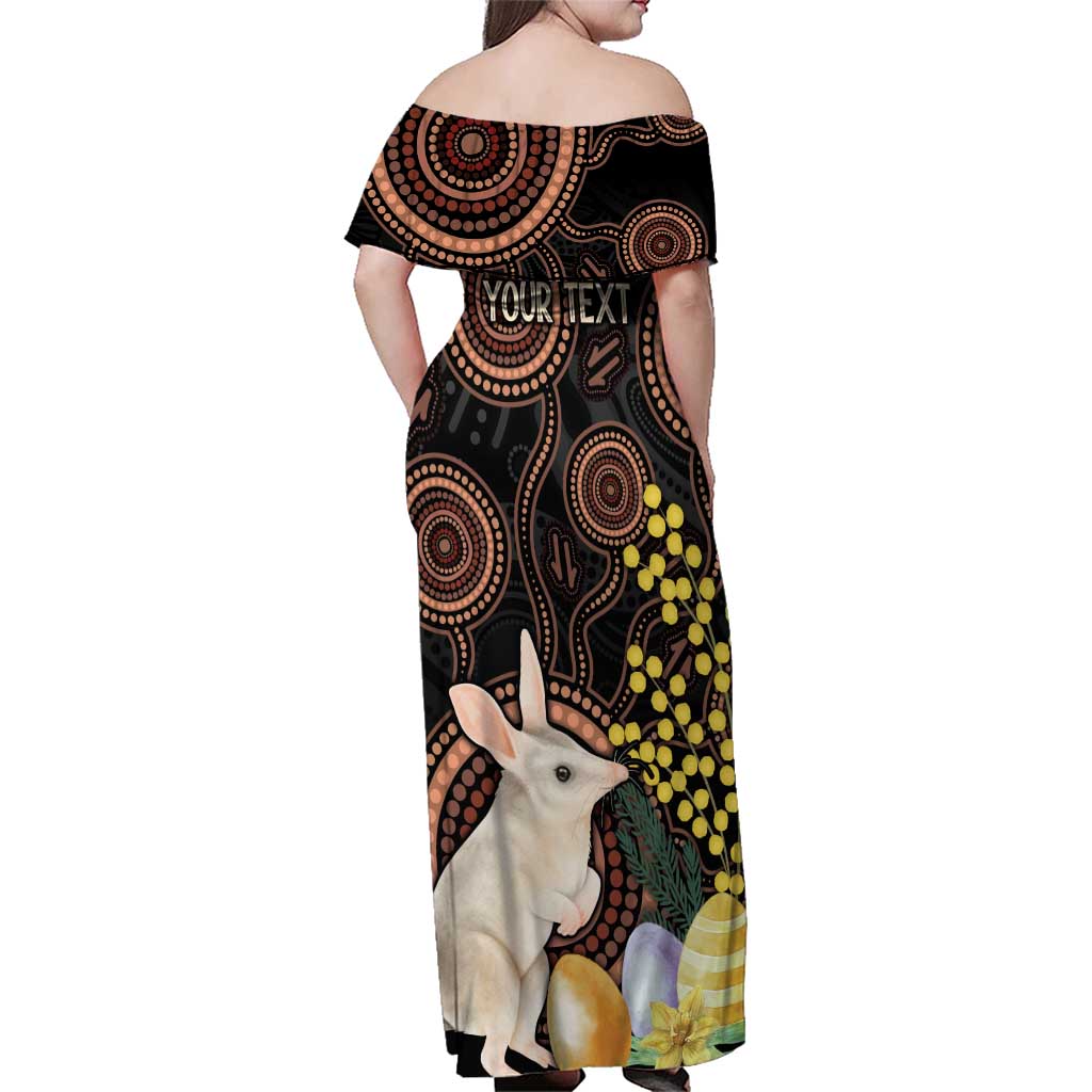 Australia Easter Indigenous Personalized Family Matching Off Shoulder Maxi Dress and Hawaiian Shirt Cute Easter Bilby