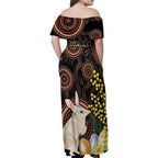 Australia Easter Indigenous Personalized Family Matching Off Shoulder Maxi Dress and Hawaiian Shirt Cute Easter Bilby