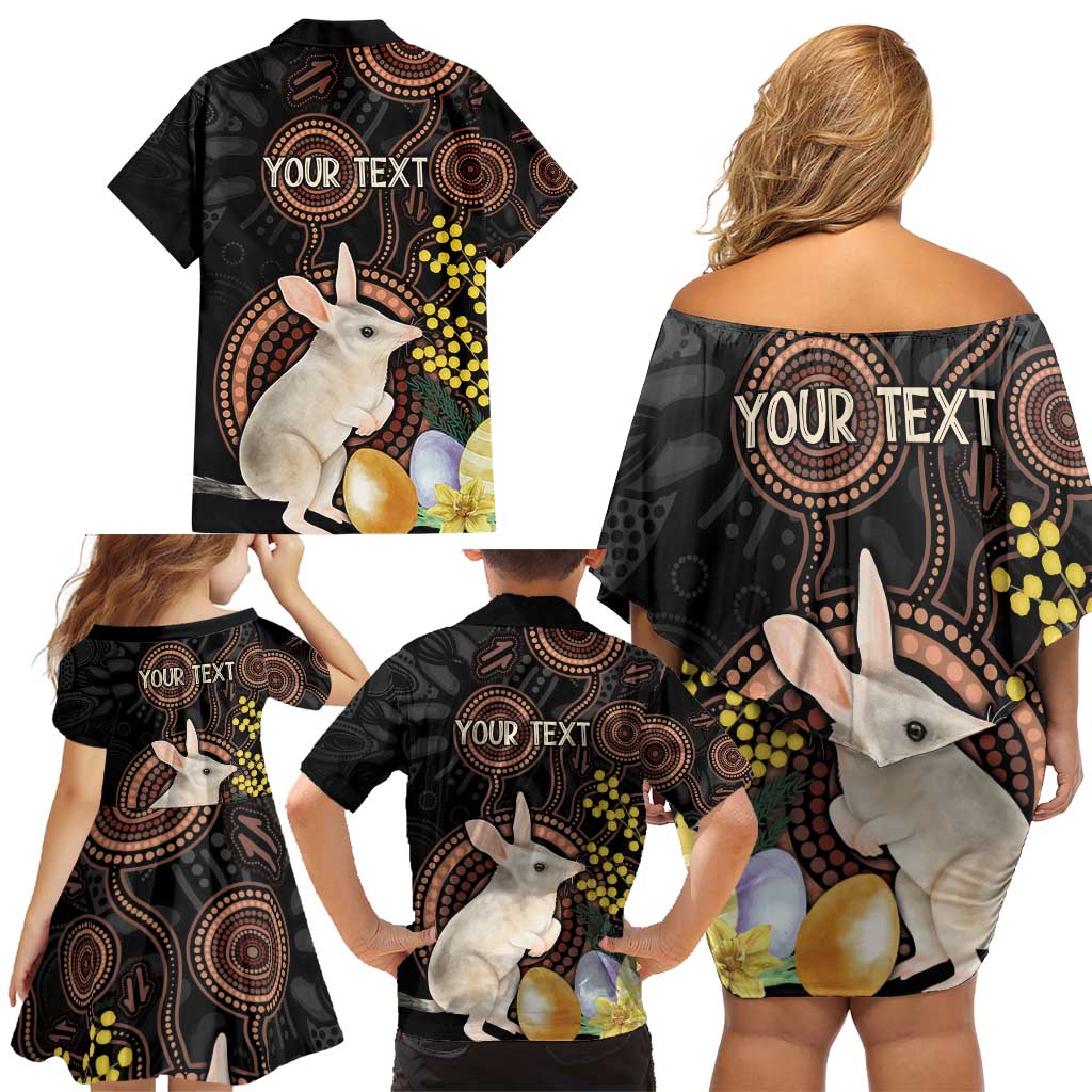 Australia Easter Indigenous Personalized Family Matching Off Shoulder Short Dress and Hawaiian Shirt Cute Easter Bilby