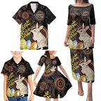 Australia Easter Indigenous Personalized Family Matching Puletasi and Hawaiian Shirt Cute Easter Bilby