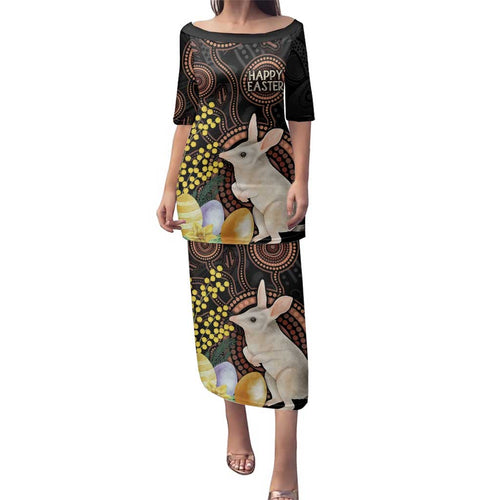 Australia Easter Indigenous Personalized Family Matching Puletasi and Hawaiian Shirt Cute Easter Bilby