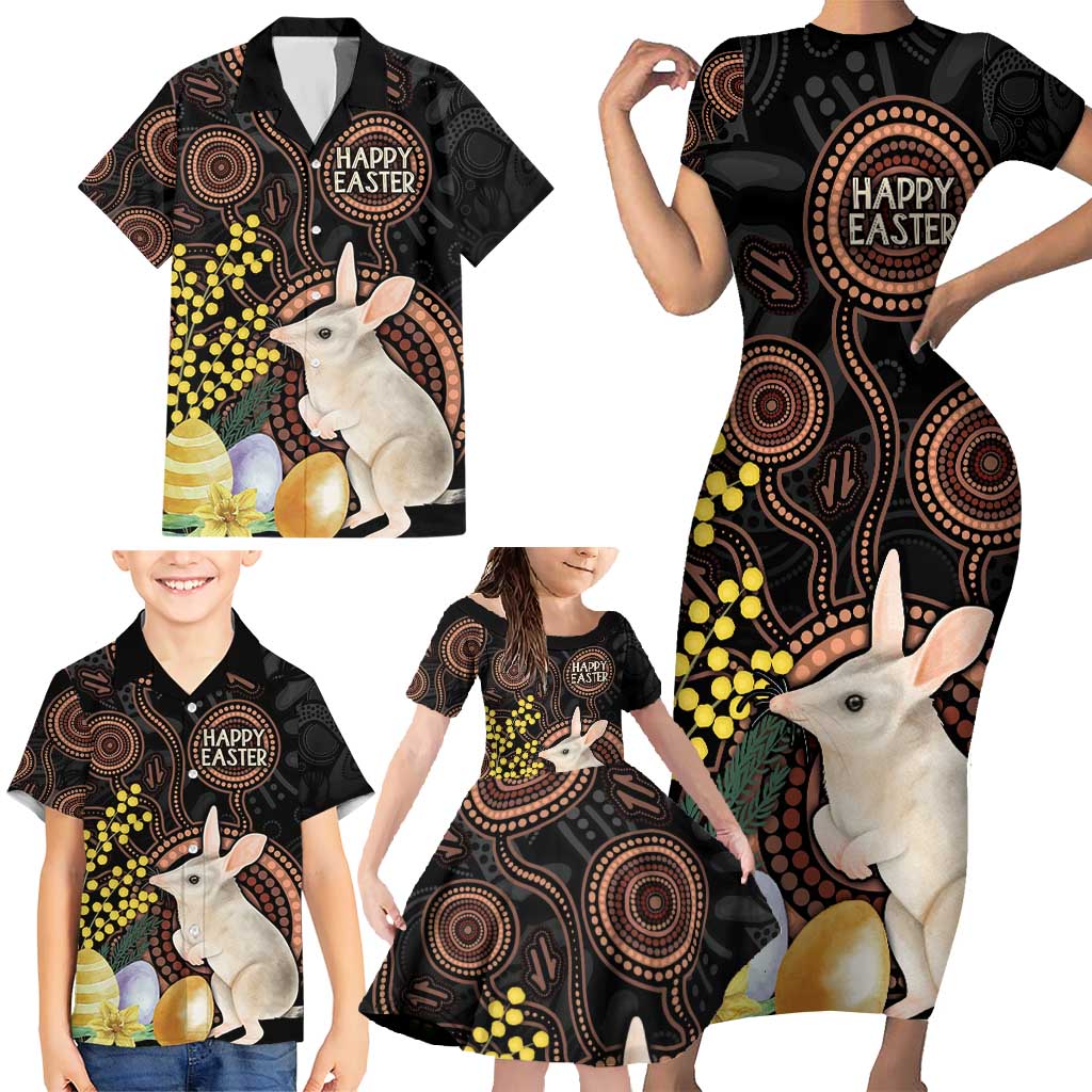 Australia Easter Indigenous Personalized Family Matching Short Sleeve Bodycon Dress and Hawaiian Shirt Cute Easter Bilby