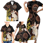 Australia Easter Indigenous Personalized Family Matching Short Sleeve Bodycon Dress and Hawaiian Shirt Cute Easter Bilby