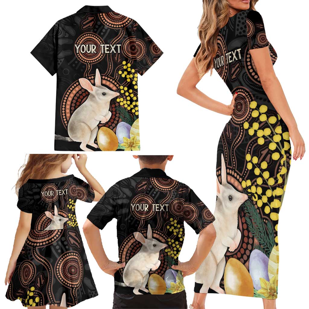 Australia Easter Indigenous Personalized Family Matching Short Sleeve Bodycon Dress and Hawaiian Shirt Cute Easter Bilby