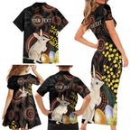 Australia Easter Indigenous Personalized Family Matching Short Sleeve Bodycon Dress and Hawaiian Shirt Cute Easter Bilby