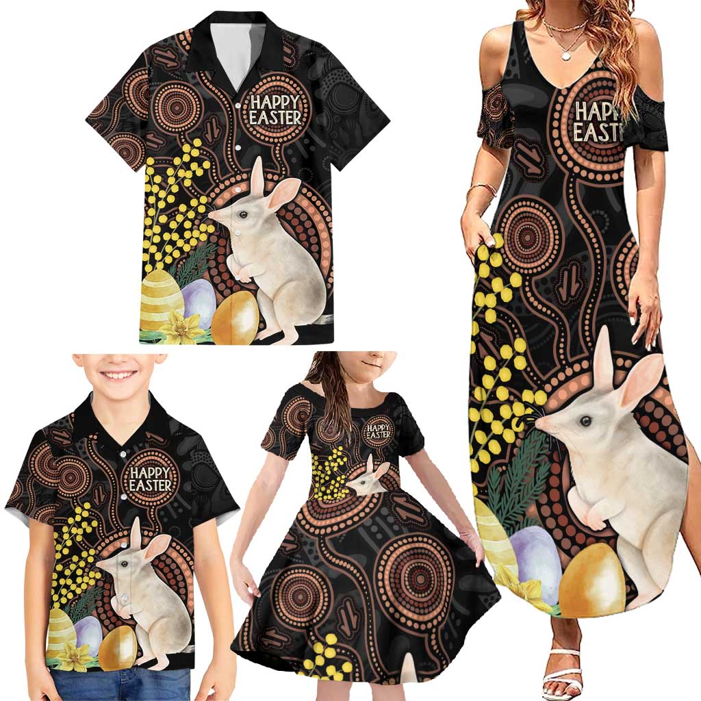 Australia Easter Indigenous Personalized Family Matching Summer Maxi Dress and Hawaiian Shirt Cute Easter Bilby