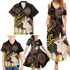 Australia Easter Indigenous Personalized Family Matching Summer Maxi Dress and Hawaiian Shirt Cute Easter Bilby