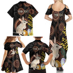 Australia Easter Indigenous Personalized Family Matching Summer Maxi Dress and Hawaiian Shirt Cute Easter Bilby