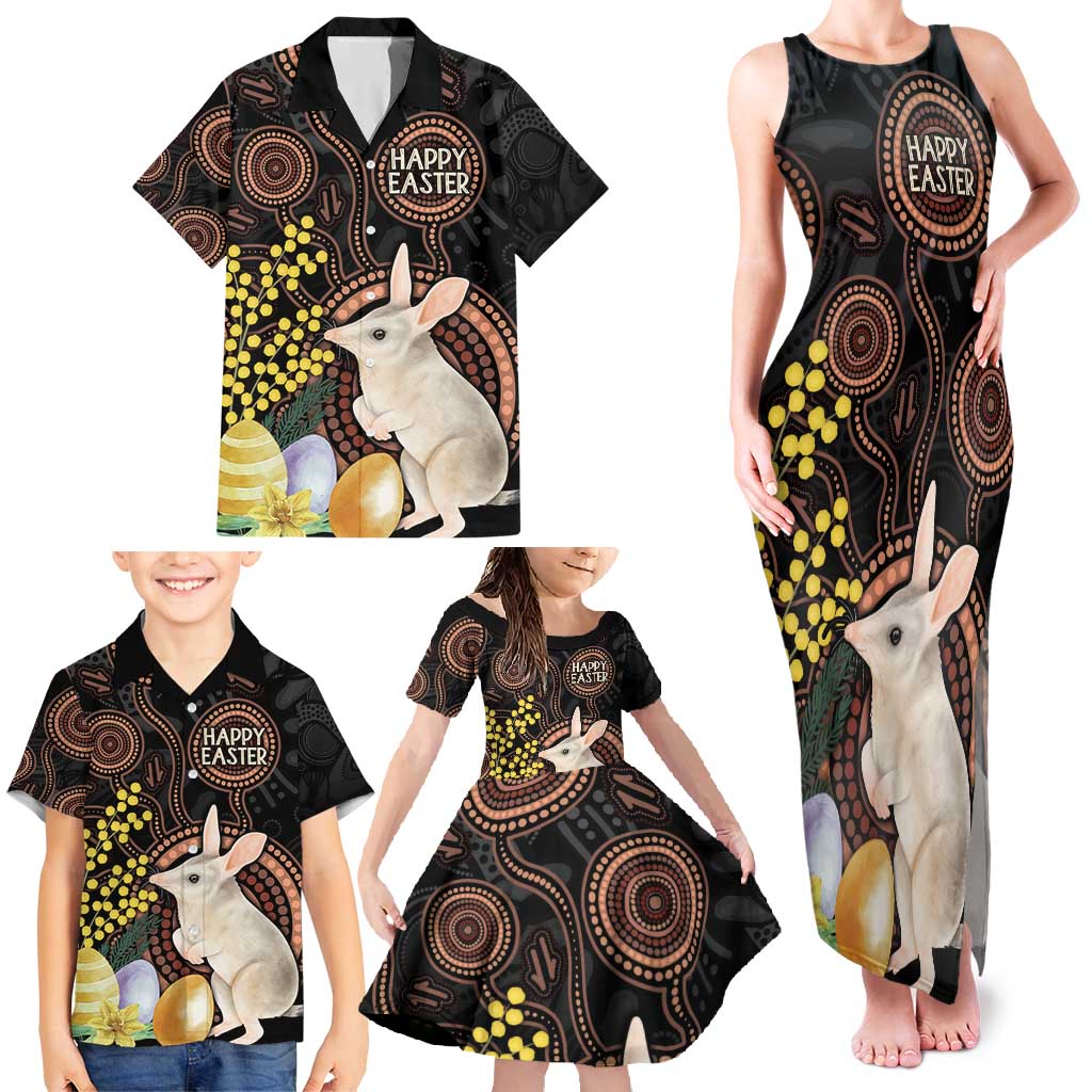 Australia Easter Indigenous Personalized Family Matching Tank Maxi Dress and Hawaiian Shirt Cute Easter Bilby