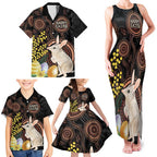 Australia Easter Indigenous Personalized Family Matching Tank Maxi Dress and Hawaiian Shirt Cute Easter Bilby