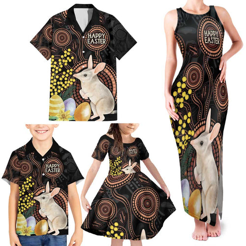 Australia Easter Indigenous Personalized Family Matching Tank Maxi Dress and Hawaiian Shirt Cute Easter Bilby