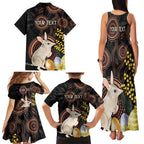 Australia Easter Indigenous Personalized Family Matching Tank Maxi Dress and Hawaiian Shirt Cute Easter Bilby