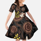 Australia Easter Indigenous Personalized Kid Short Sleeve Dress Cute Easter Bilby