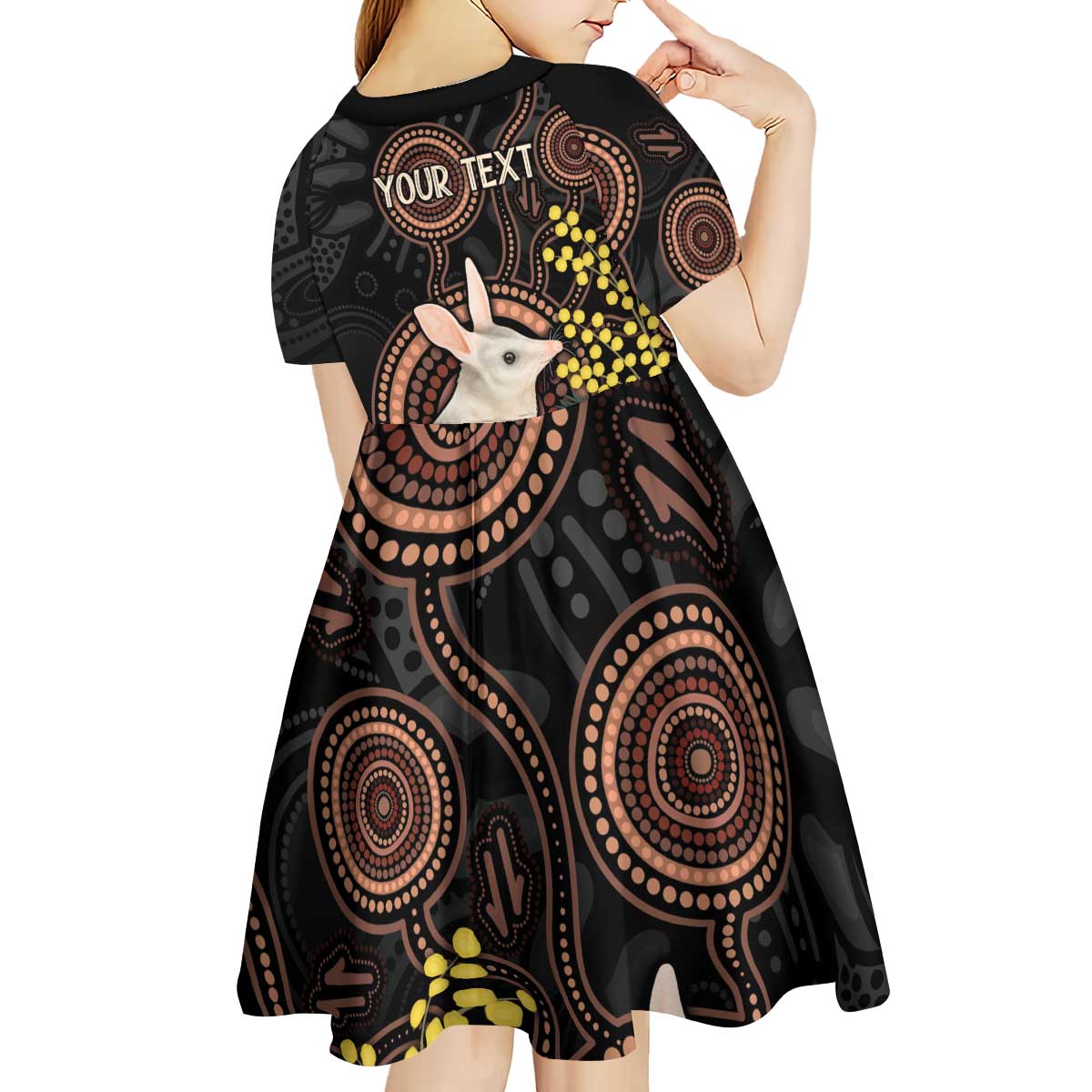 Australia Easter Indigenous Personalized Kid Short Sleeve Dress Cute Easter Bilby