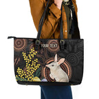 Australia Easter Indigenous Personalized Leather Tote Bag Cute Easter Bilby
