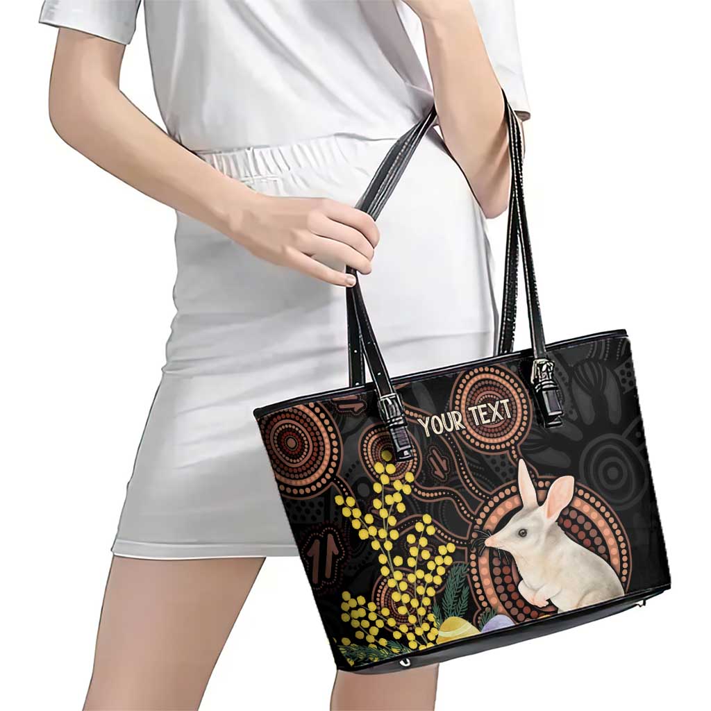 Australia Easter Indigenous Personalized Leather Tote Bag Cute Easter Bilby