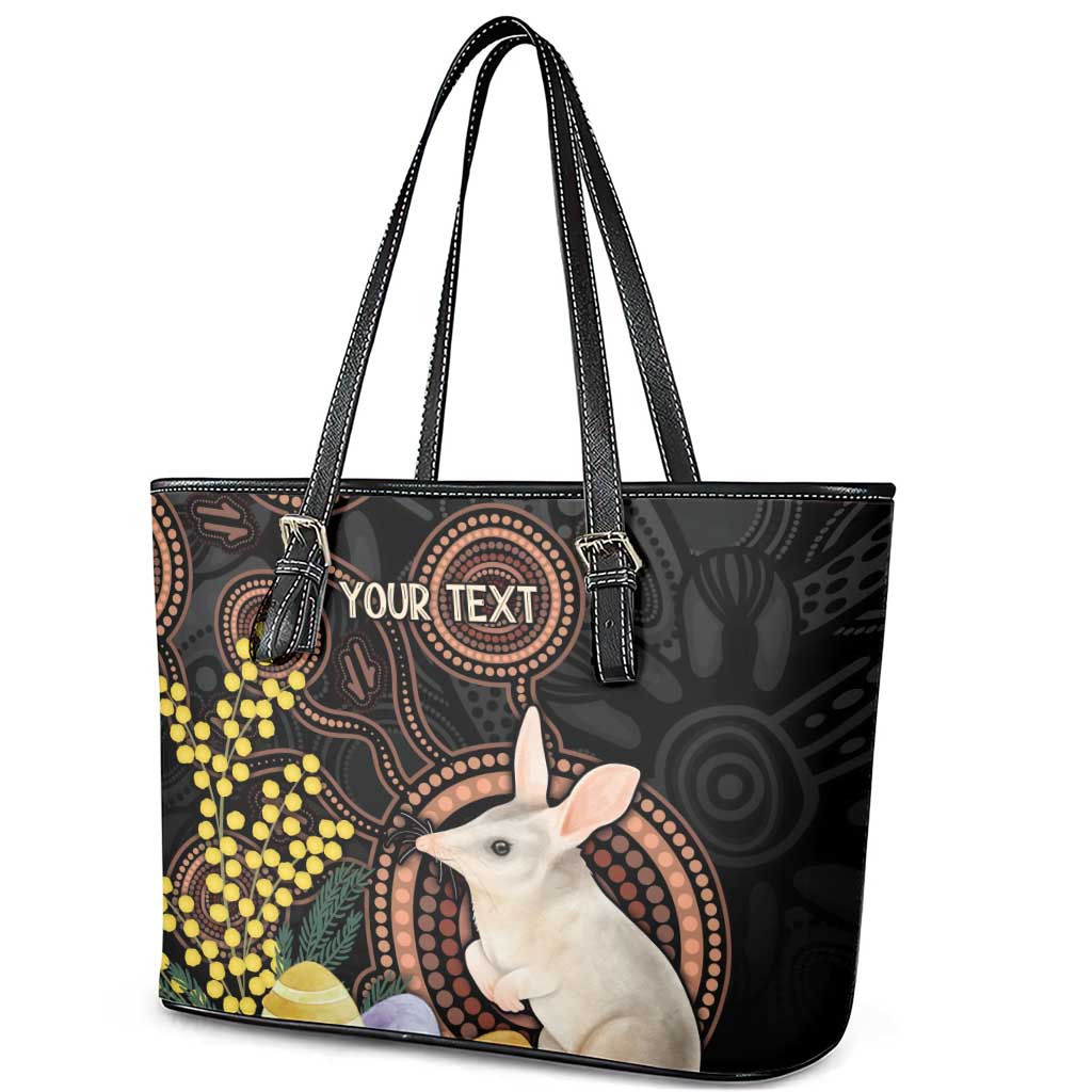 Australia Easter Indigenous Personalized Leather Tote Bag Cute Easter Bilby