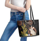 Australia Easter Indigenous Personalized Leather Tote Bag Cute Easter Bilby