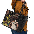 Australia Easter Indigenous Personalized Leather Tote Bag Cute Easter Bilby