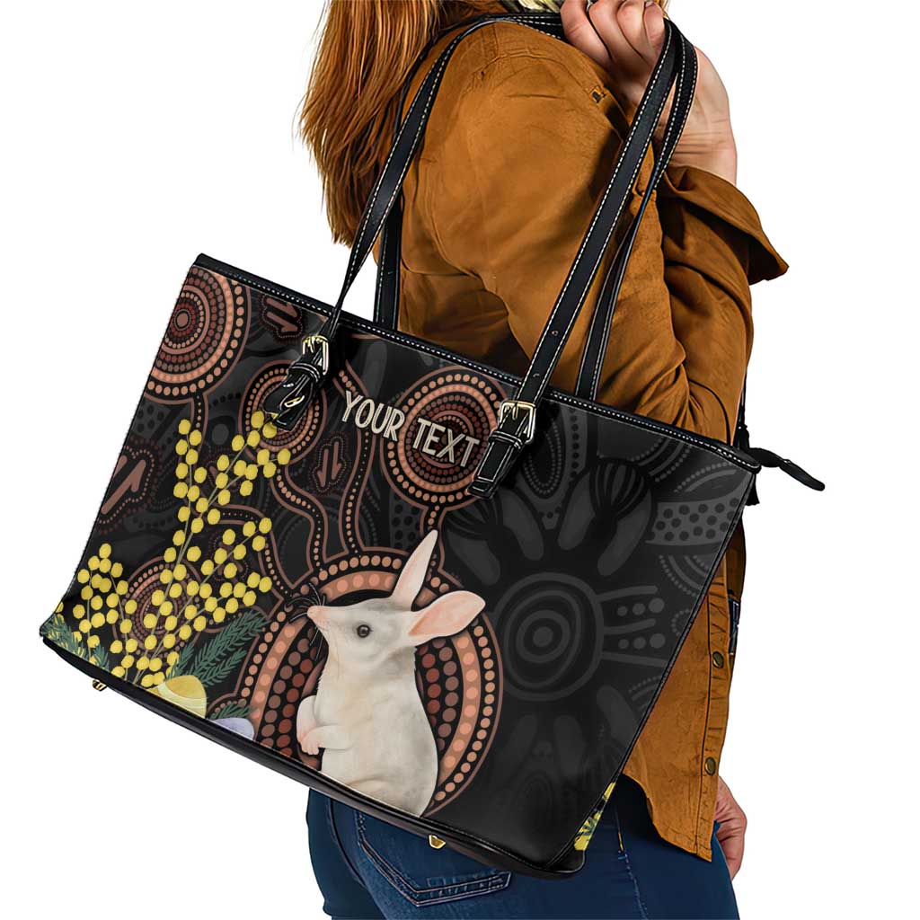 Australia Easter Indigenous Personalized Leather Tote Bag Cute Easter Bilby