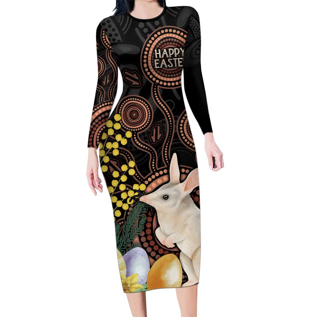 Australia Easter Indigenous Personalized Long Sleeve Bodycon Dress Cute Easter Bilby