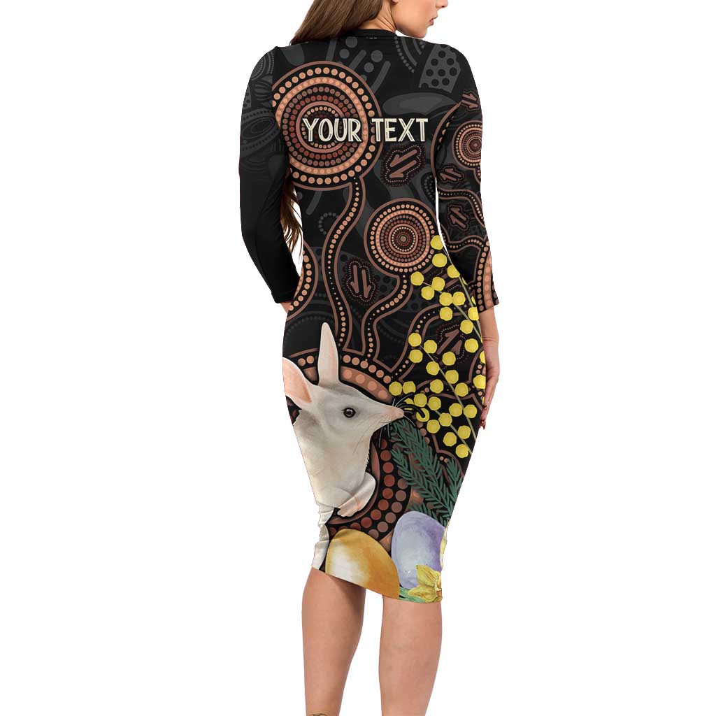 Australia Easter Indigenous Personalized Long Sleeve Bodycon Dress Cute Easter Bilby