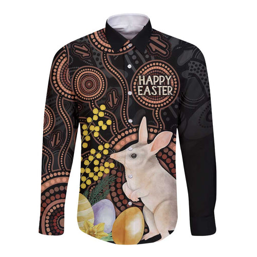Australia Easter Indigenous Personalized Long Sleeve Button Shirt Cute Easter Bilby