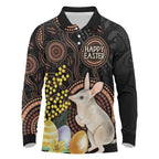 Australia Easter Indigenous Personalized Long Sleeve Polo Shirt Cute Easter Bilby