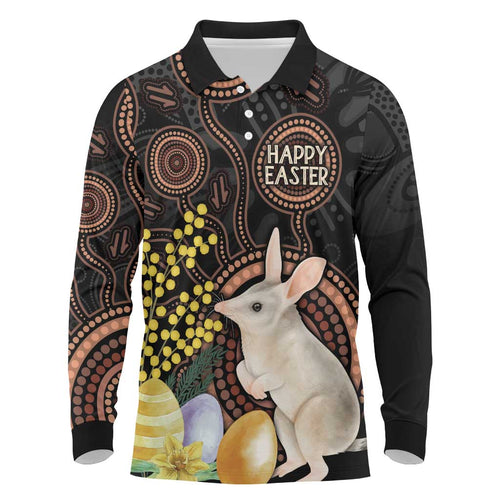 Australia Easter Indigenous Personalized Long Sleeve Polo Shirt Cute Easter Bilby