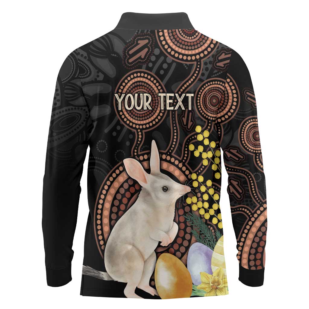 Australia Easter Indigenous Personalized Long Sleeve Polo Shirt Cute Easter Bilby