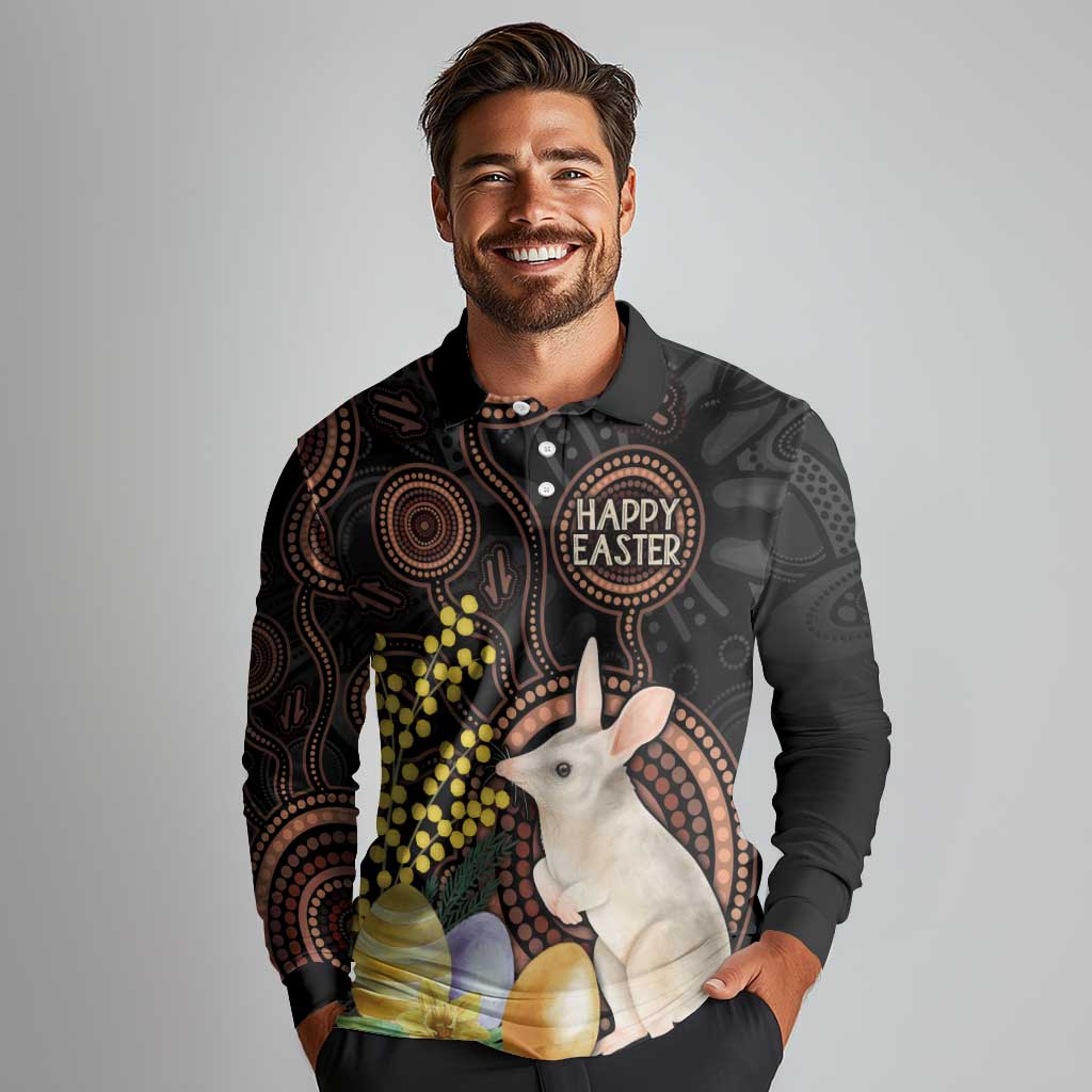 Australia Easter Indigenous Personalized Long Sleeve Polo Shirt Cute Easter Bilby