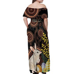 Australia Easter Indigenous Personalized Off Shoulder Maxi Dress Cute Easter Bilby