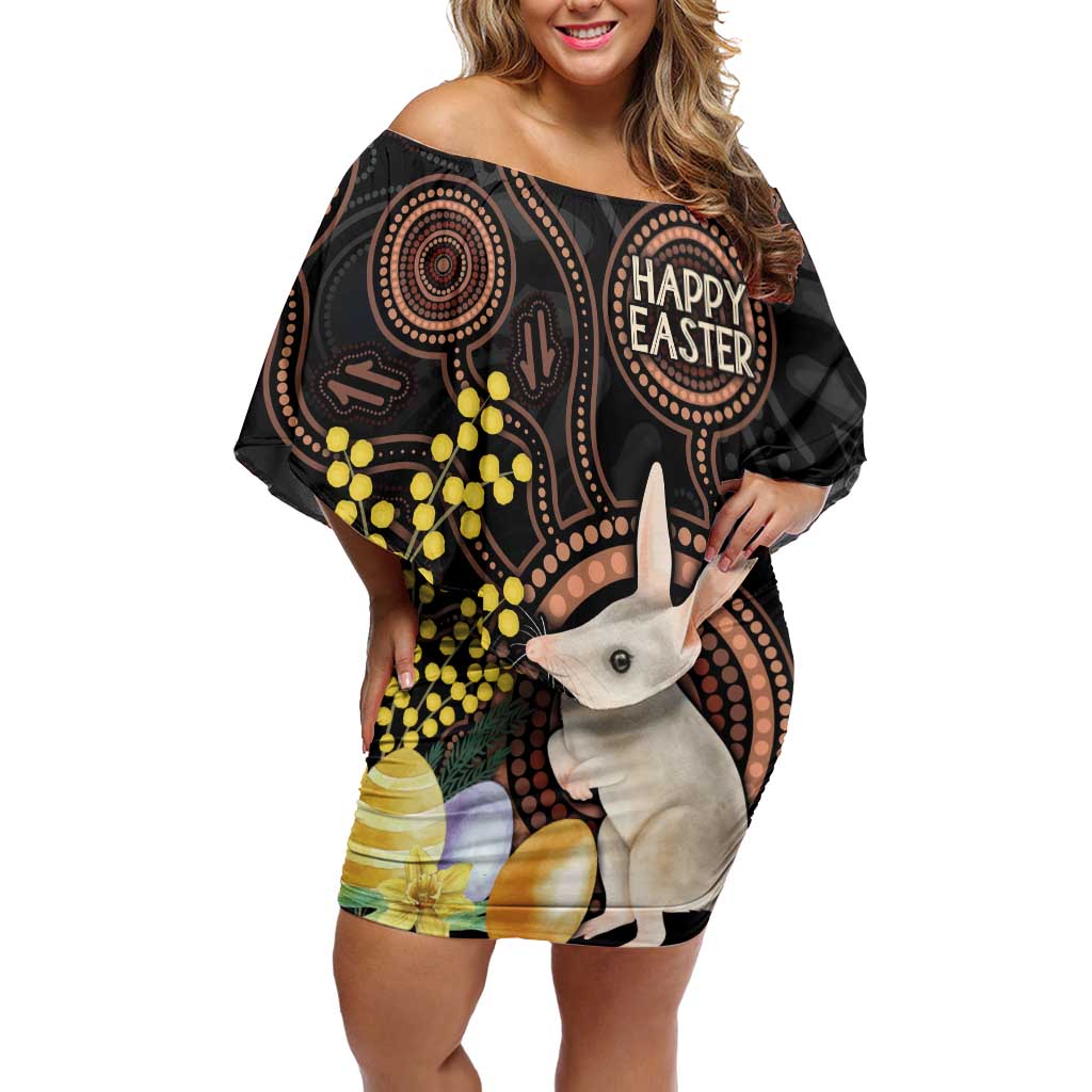 Australia Easter Indigenous Personalized Off Shoulder Short Dress Cute Easter Bilby