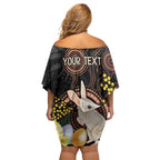 Australia Easter Indigenous Personalized Off Shoulder Short Dress Cute Easter Bilby