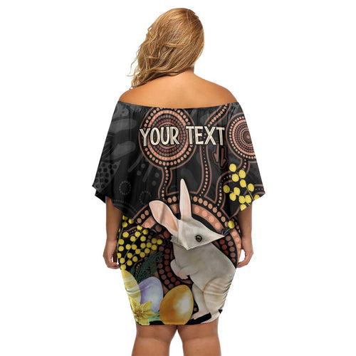 Australia Easter Indigenous Personalized Off Shoulder Short Dress Cute Easter Bilby