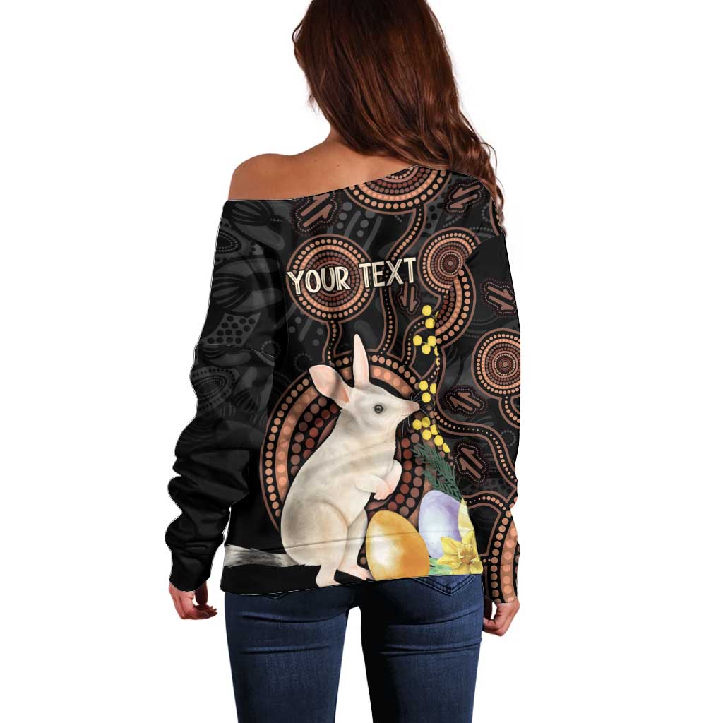 Australia Easter Indigenous Personalized Off Shoulder Sweater Cute Easter Bilby