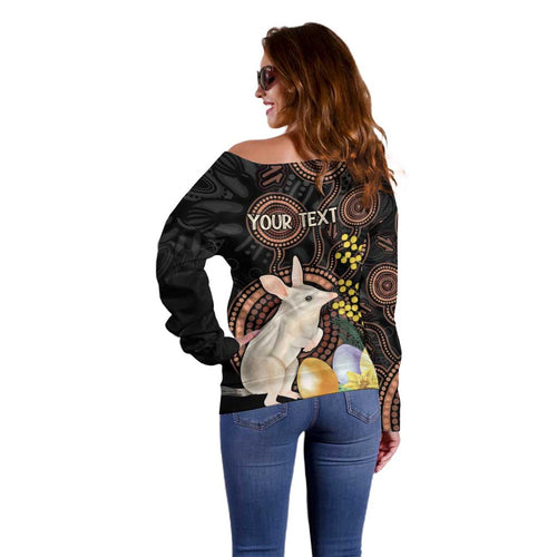 Australia Easter Indigenous Personalized Off Shoulder Sweater Cute Easter Bilby
