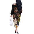 Australia Easter Indigenous Personalized Off The Shoulder Long Sleeve Dress Cute Easter Bilby