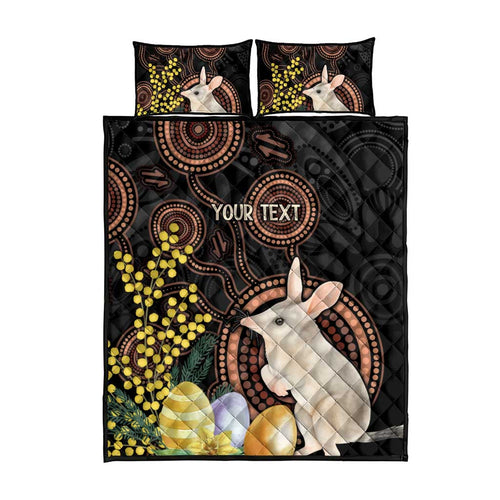 Australia Easter Indigenous Personalized Quilt Bed Set Cute Easter Bilby